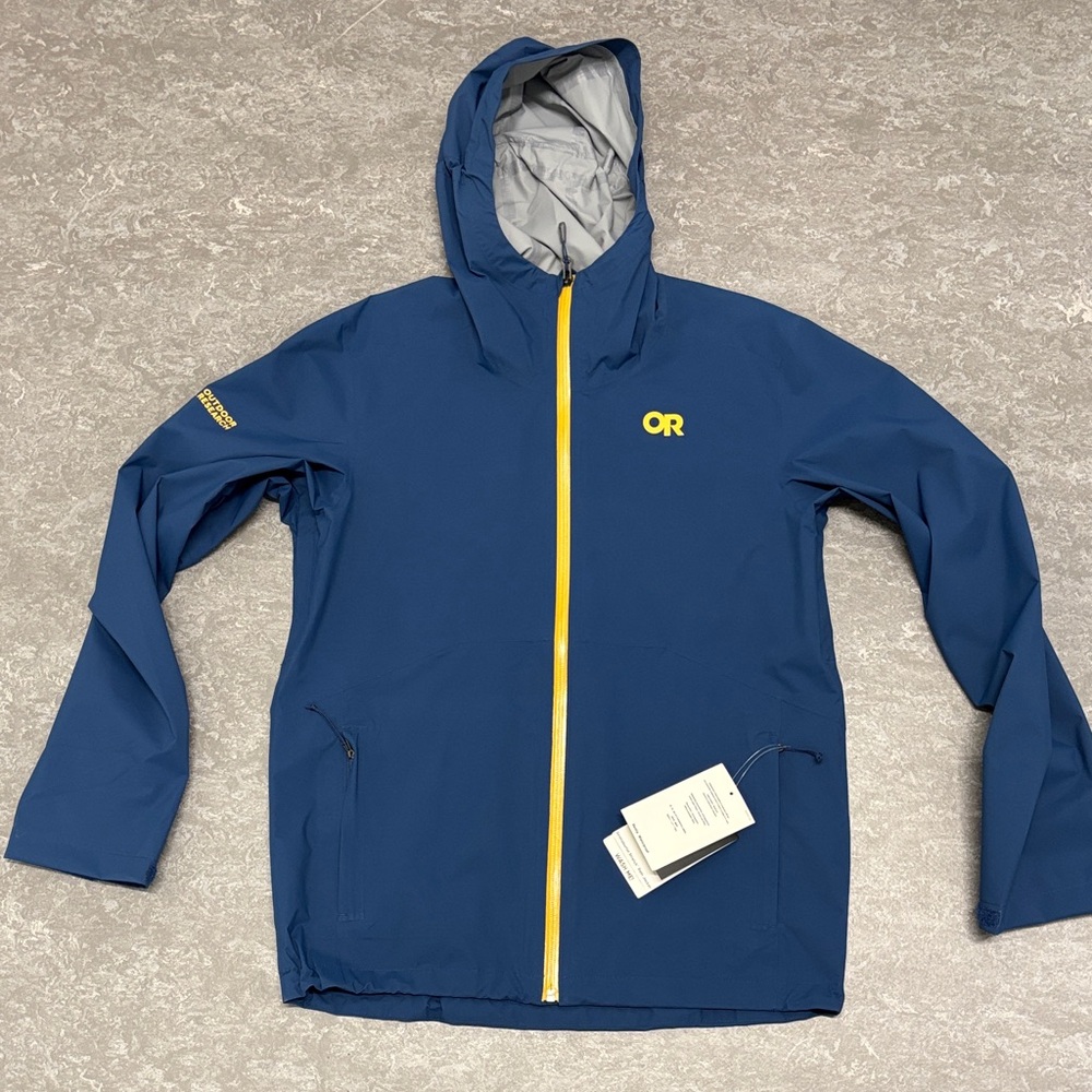 Outdoor Research men’s stratoburst stretch rain jacket Cenote Med